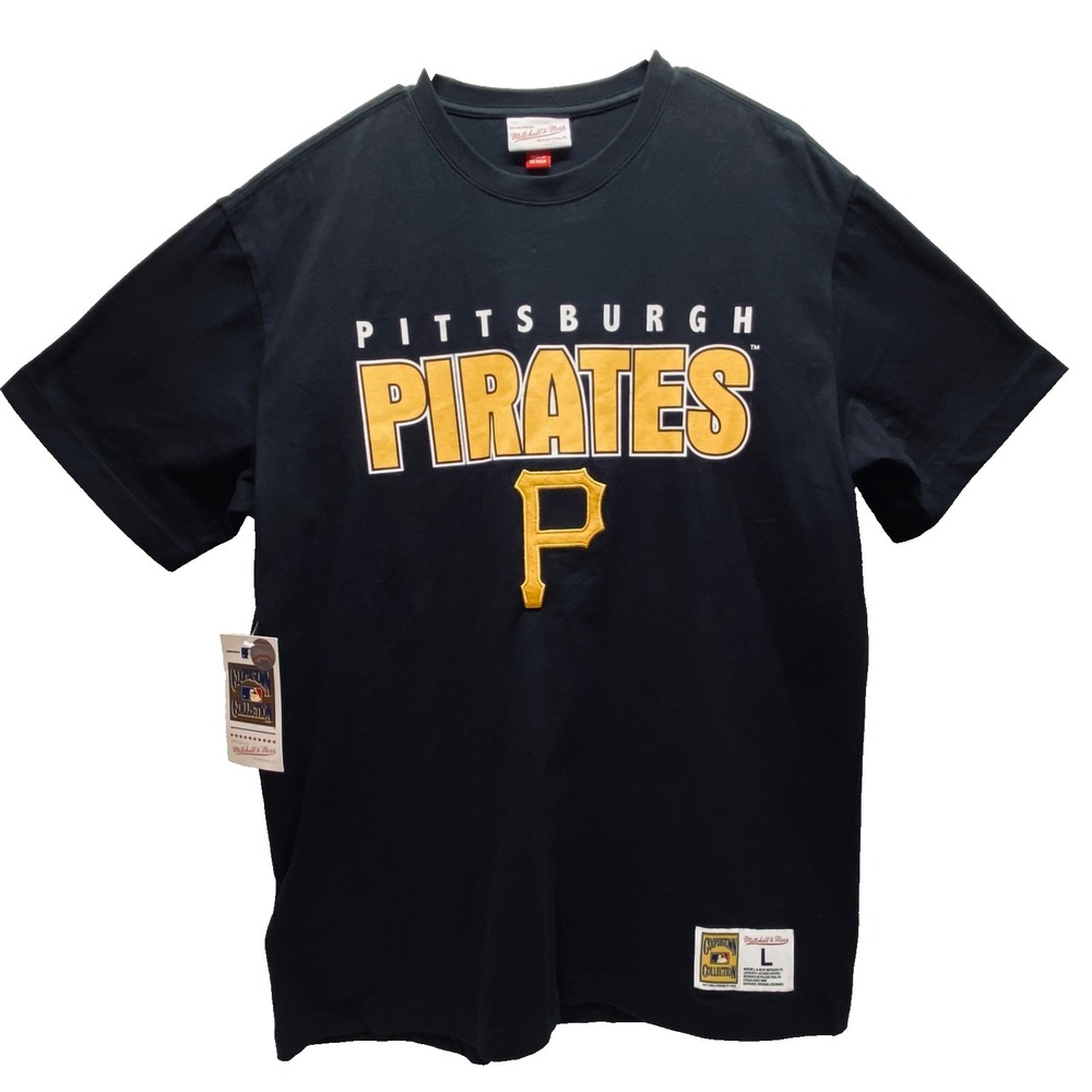 Pittsburgh Pirates MLB Shirt Men's L Black Cooperstown‎ Mitchell & Ness Tee NWT